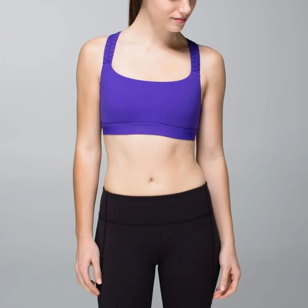Lululemon Inner Heart Sports Bra Bruised Berry/Cool Breeze Cross Back - Size 4